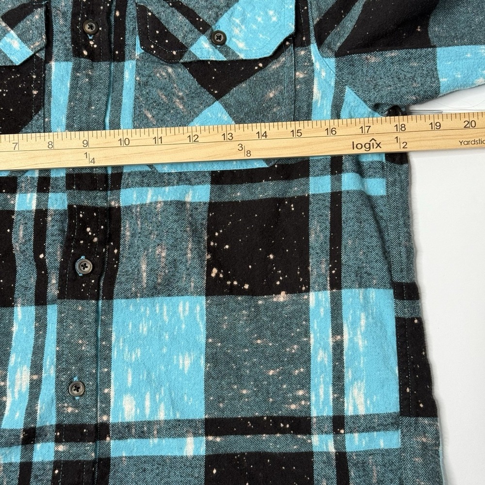 Angry Minnow Flannel Mens Small Blue plaid Mystery Machine - Rare - Picture 4 of 5